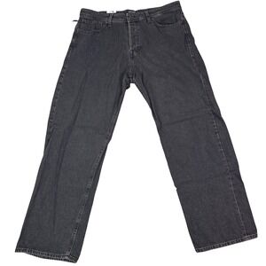 JACK JONES‎ Jeans Intelligence Mens Black Denim Straight Leg Pants Size 36x34